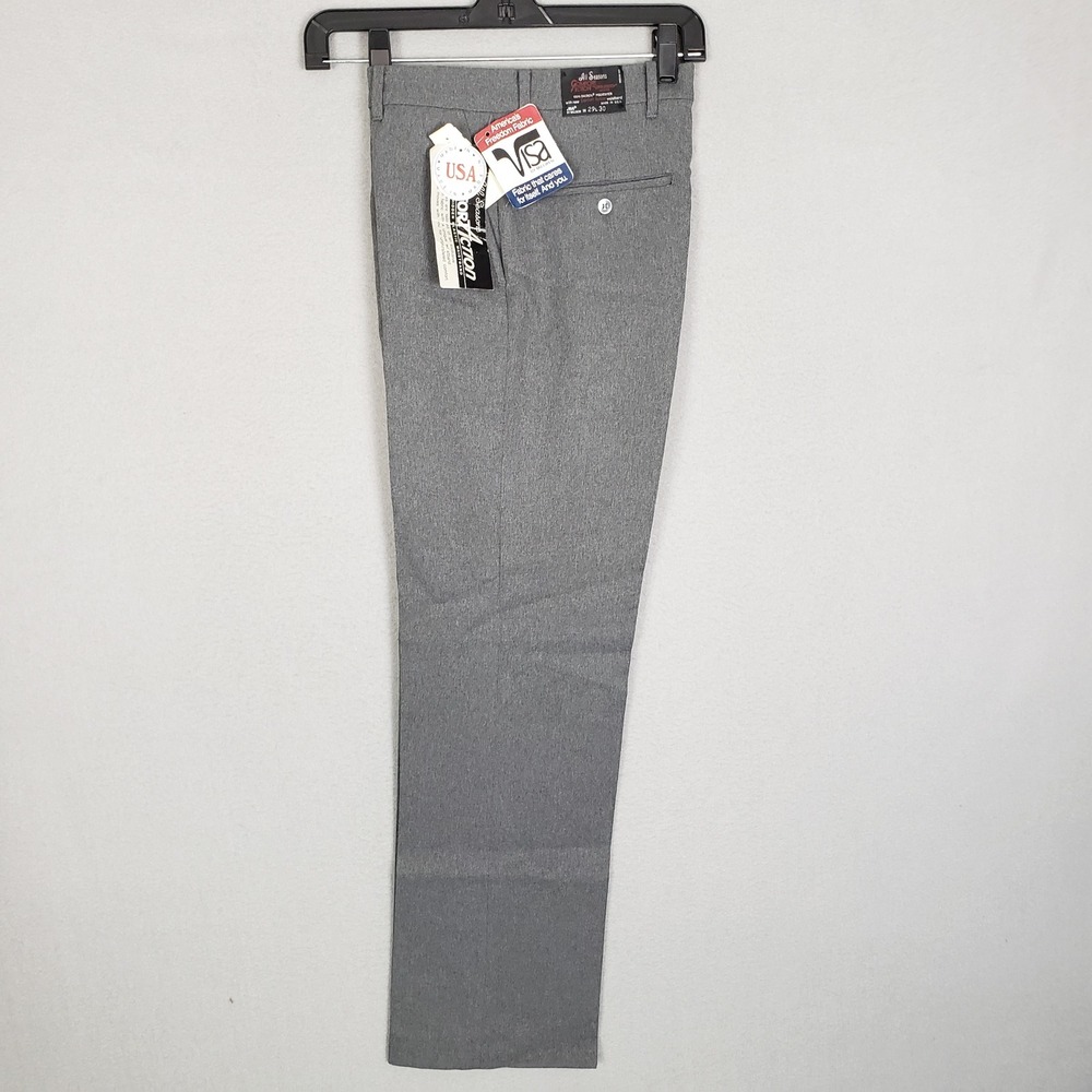 Vintage Milliken Dress Pants Gray Action Suit Elastic Waist 29x30 Deadstock NWT